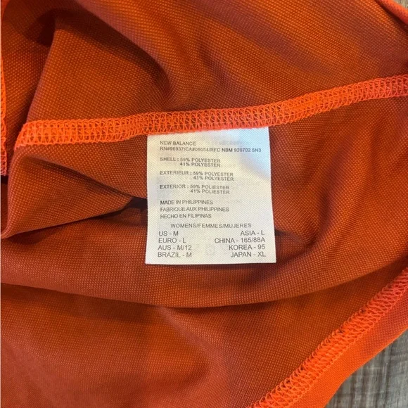 New Balance Orange Athletic Top Long Sleeves - Women’s Size Medium - Picture 9 of 9